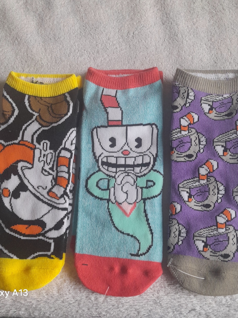 Cuphead Character Ankle Socks - Aqua, Purple, Black Set